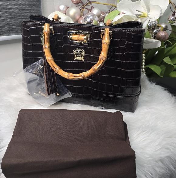 PRATESI FIRENZI ITALIAN DESIGNER SARTEANO Coffe LEATHER LARGE SATCHEL BAG🌺